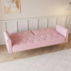 Canapé convertible en bois et velours 177cm L x 87.6cm H