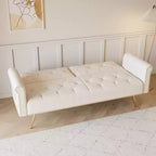 Canapé convertible en bois et velours 177cm L x 87.6cm H