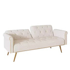 Canapé convertible en bois et velours 177cm L x 87.6cm H