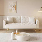 Canapé convertible en bois et velours 177cm L x 87.6cm H