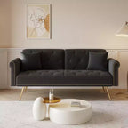 Canapé convertible en bois et velours 177cm L x 87.6cm H