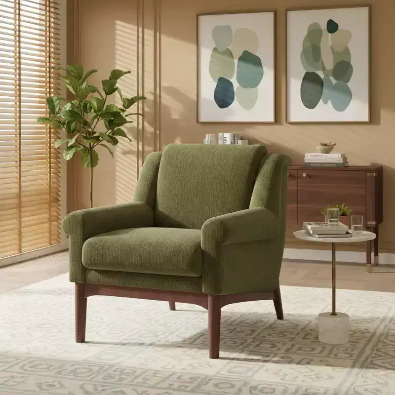 Fauteuil d'appoint à accoudoirs évasés en pin et contreplaqué 31''L x 33''H