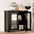 Buffet en placage de bois avec portes en verre trempé