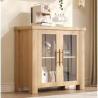 Buffet en placage de bois avec portes en verre trempé
