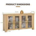 Buffet en placage de bois avec portes en verre trempé