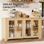 Buffet en placage de bois avec portes en verre trempé