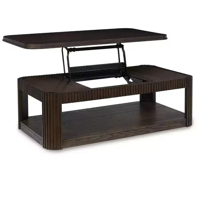 Table basse relevable en bois massif avec roulettes 17''H x 48''W x 25.88''D