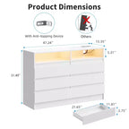 Commode à 6 tiroirs en MDF avec bande LED et prises électriques 60 cm (l) x 98 cm (H)