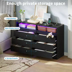 Commode à 6 tiroirs en MDF avec bande LED et prises électriques 60 cm (l) x 98 cm (H)