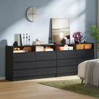 Commode à 6 tiroirs en MDF avec bande LED et prises électriques 60 cm (l) x 98 cm (H)