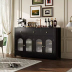 Buffet bahut en aggloméré avec portes cannelées en acrylique 140 cm L