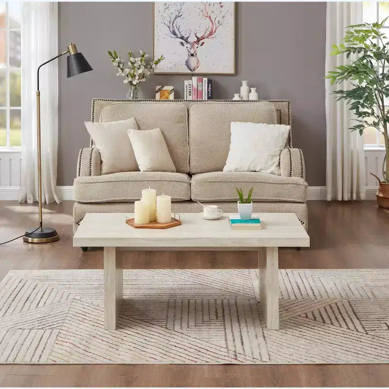 Table basse en MDF aspect marbre 45,7 cm (H) x 111,8 cm (L) x 59,7 cm (P)